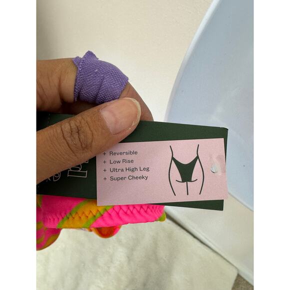 Wild Fable Reversible Neon Floral Cheeky Bikini Bottoms Size L NWT - Picture 6 of 8